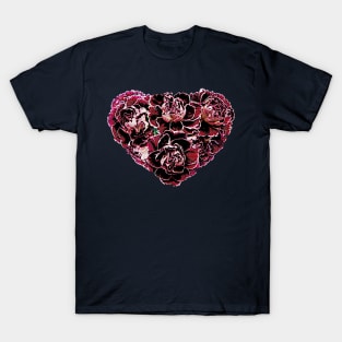 Carnations - Maroon Carnation Heart T-Shirt